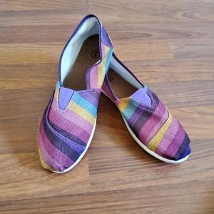 Canvas Flats Shoes Multi-color Striped size 6 New
